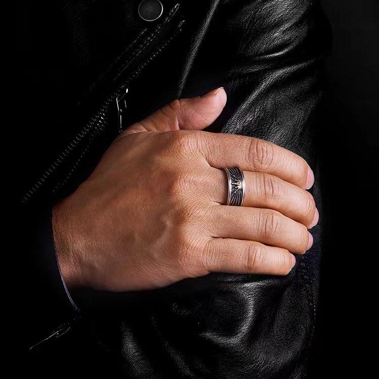 Open Ring Men's Trendy Hip-hop American Crown High Street High-end Punk Motorcycle Accessories