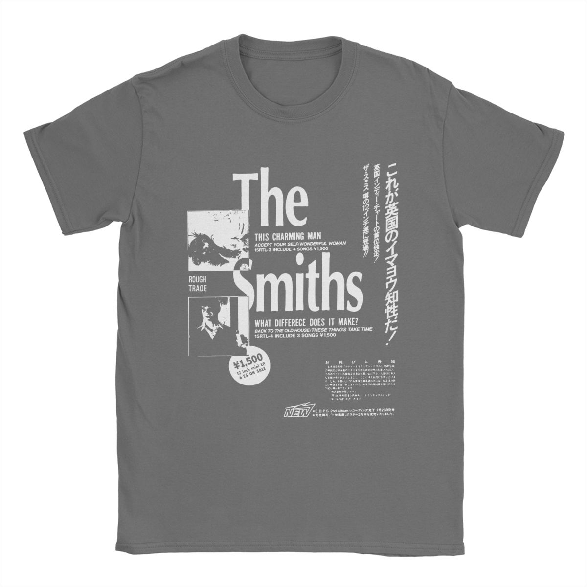 

Музика The Smiths Чоловіча футболка Вінтажна футболка Короткий рукав Круглий виріз Футболка Чиста бавовна Подарунок на день народження Одяг L темно-сірий колір