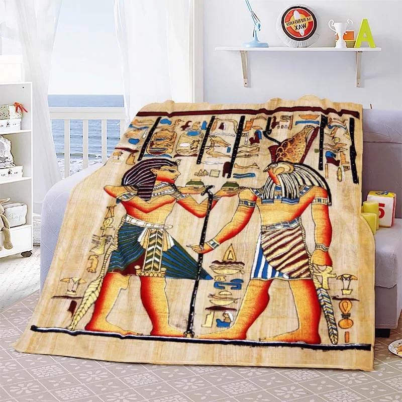 Ancient Egyptian Civilization Flannel Blanket The Ancients Daily Printed Warm Throw Blanket for Sofa Bedroom Office Plush Quilt