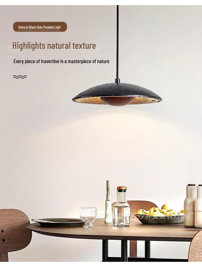 Mid-century Wabi-sabi Travertine Pendant Light for Dining & Bedrooms