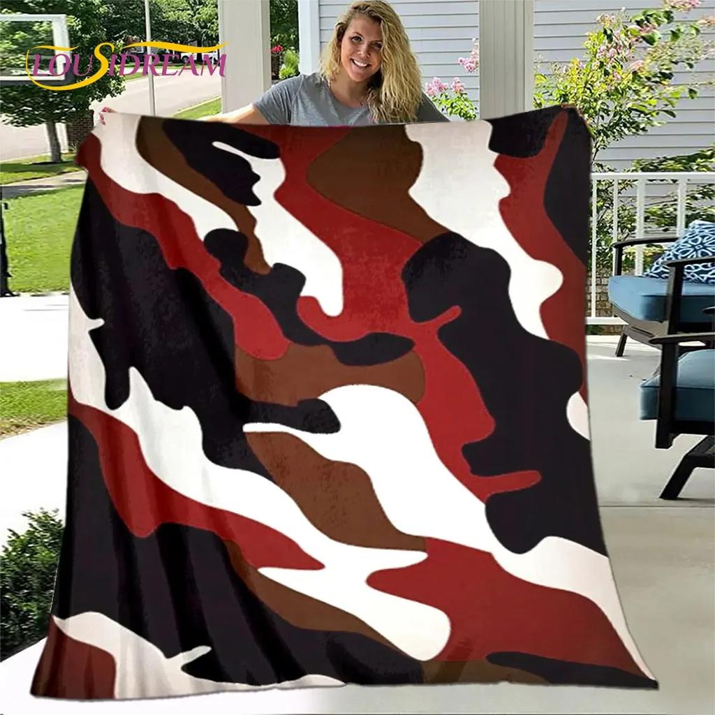 D Colorful Camo Camouflage Throw Blanket Warm Flannel Blanket for Home Living Room Bedroom Beds Sofa Outdoors