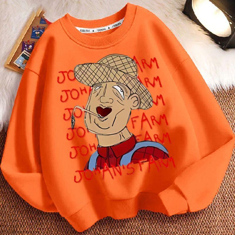 Children's Casual John's Farm Hoodies for Autumn and Winter, Fashionable Long-sleeved Hoodies for Boys and Girls