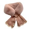 Womens Knitted Scarf Cute Collar Neck Wrap Ladies Thicken Winter Neck Warmer Criss-Cross Furry Thicken Scarf