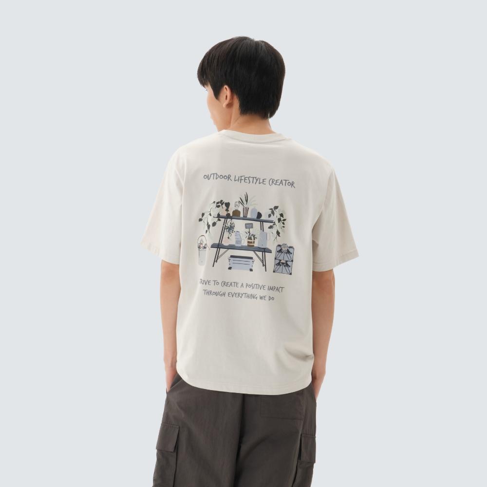 SNOWPEAK Cotton Botanic Graphic Short-Sleeve T-shirt Light Beige (S26MUFTS60)