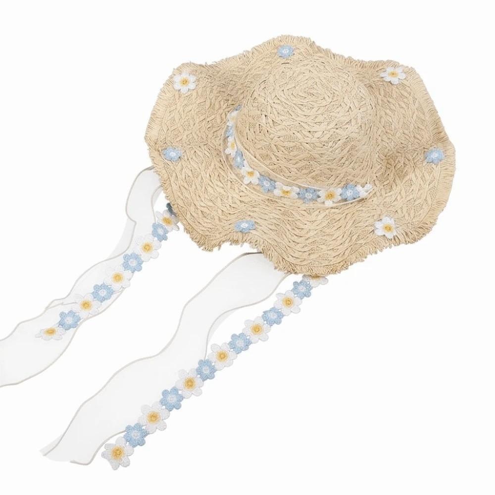 

with Garland Vacation Beach Cap Breathable Woven Sun Cap Live Show Big Brimmed Straw Hat Summer