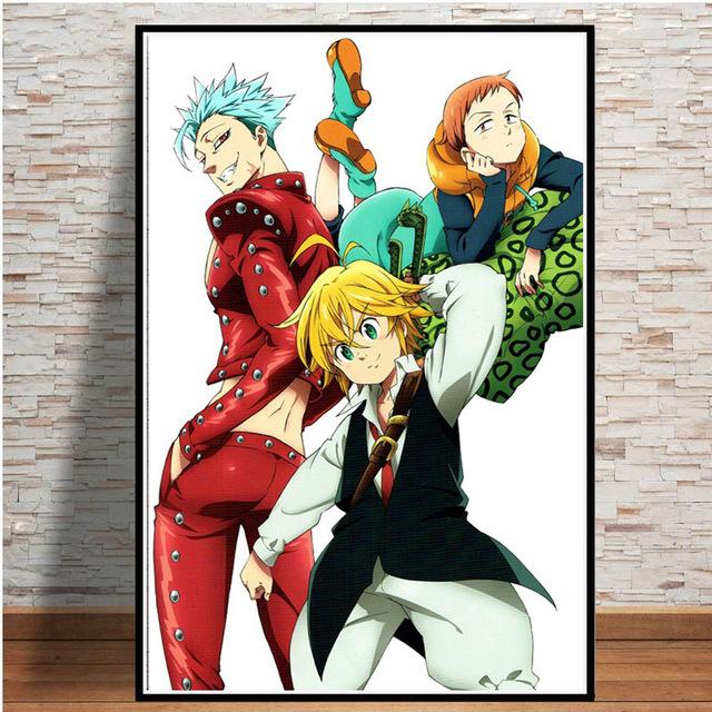 Japanese Cartoon The Seven Deadly Sins Anime Poster Living Room Children's Room Wall Artist's Bedroom Decoration Canvas Painting