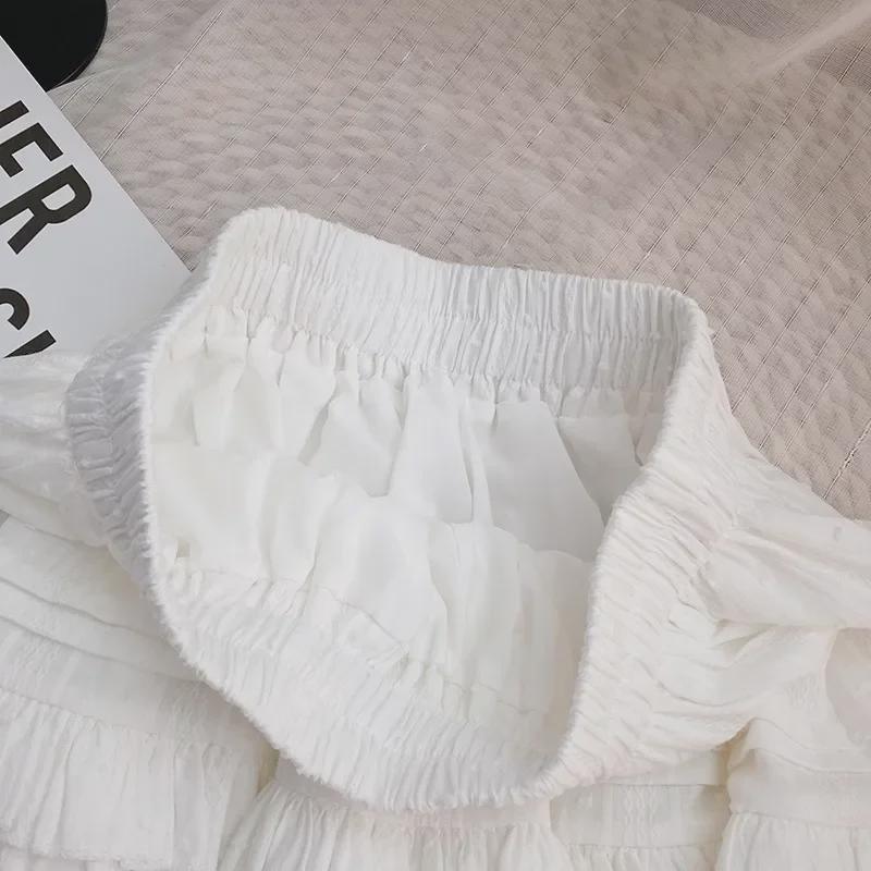 Dámská bílá krátká sukně s volány 2025: Slim-Fit, S vysokým pasem, Proti odhalení, Ideální na léto
