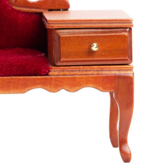 Sofá para Casa de Muñecas Amplia Aplicación Adorable Mueble de Madera para Casa de Muñecas Sofá con Cajón para Casa de Muñecas 1/12