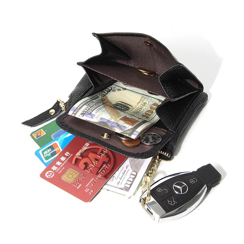 Japanese Cowhide Multifunctional Coin Purse & Card Holder - Genuine Leather Wallet with Key Attachment for Women