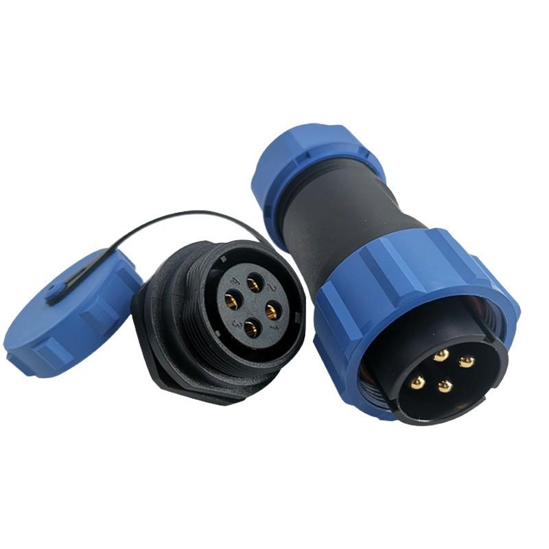 Weipu SP21 IP68 Waterproof 3-Core Aviation Plug with Rear Nut, 9-Pin Solder Connection.