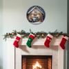1pc, Round Aluminum Sign (8" X 8"), Christmas Eve Cabin and Car Decoration, Wreath Centerpiece, Wreath Sign, Round Metal Sign