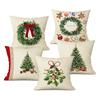 1Pcs/Set Christmas Tree Pattern Linen Throw Pillow Case, Decorative Cushion Cover, Car, Home, Sofa Decor, Merry Christmas