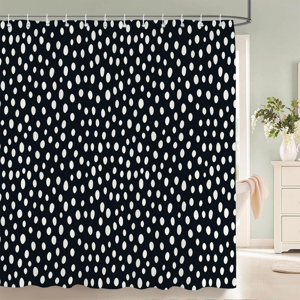1 Pcs Bathroom Shower Curtain Modern Art Simple Circle Printed Polyester Fabric Shower Curtain with Hooks Decoration Curtain