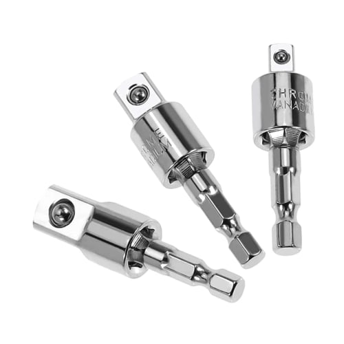 YFFSFDC Socket Adapter Set, Hex Shank Socket Conversion Adapter for Impact, 6.35mm Drive, 1/4", 3/8", and 1/2" Socket Wrenches, 3-Piece Set