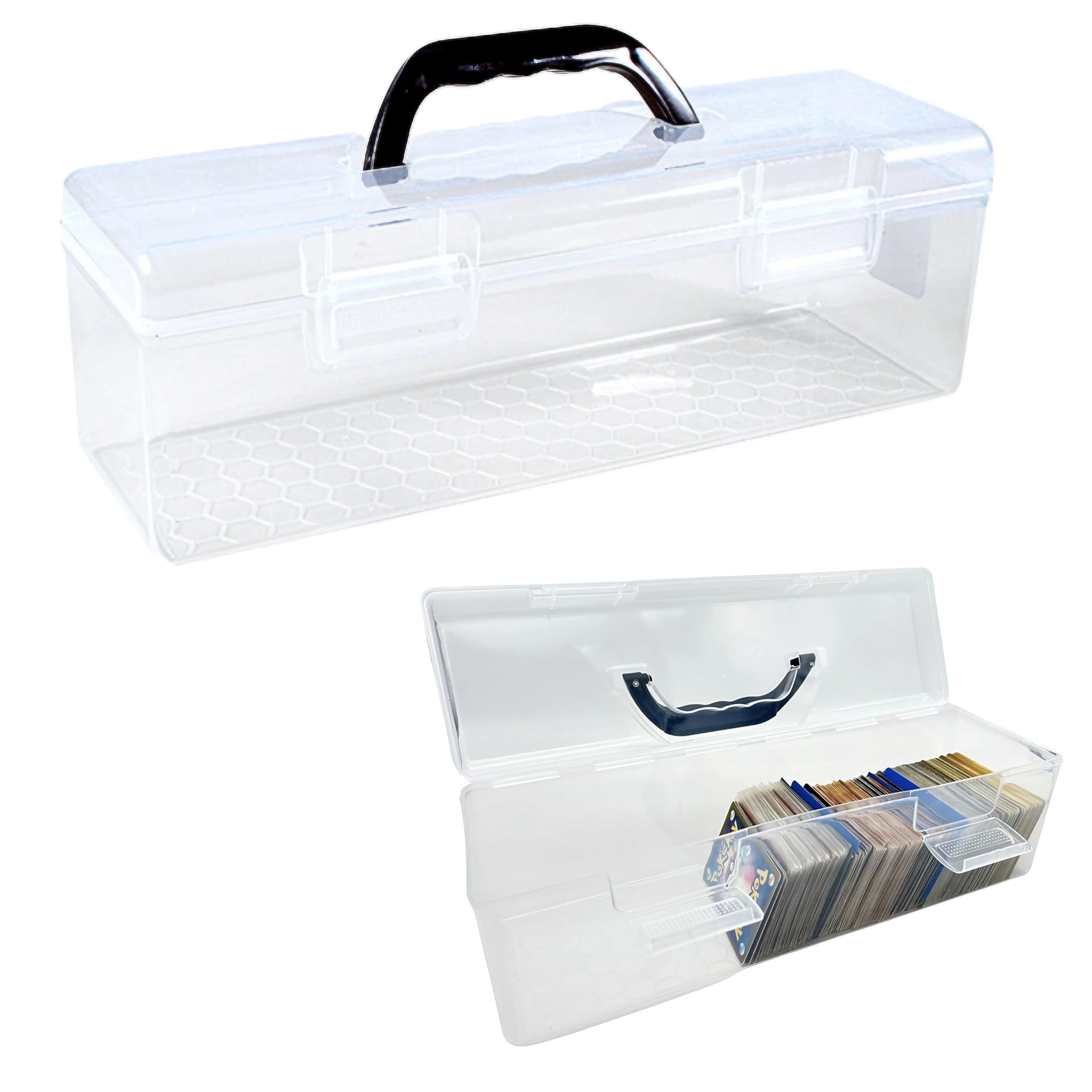 

East Leaf Trading Card Storage Box, Large Capacity, Holds 1000 Cards/200 Top Loaders, Includes 10 Dividers, Clear