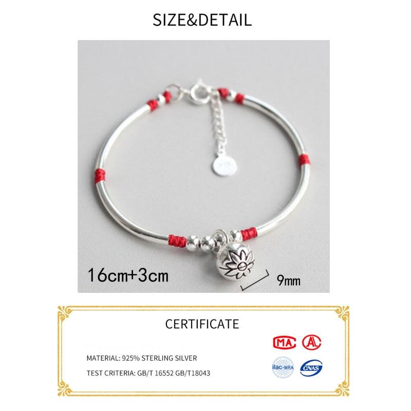 La Monada Red Thread For Hand 925 Sterling Silver Bracelet Bell Tube Red Thread String Rope Bracelets For Women Silver 925