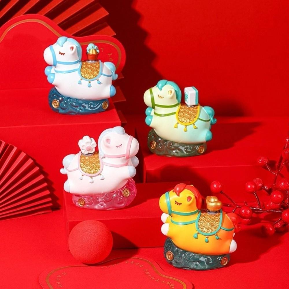 Rotatable Pony Ornament Kawaii Horse Mascot DIY Craft Zodiac Horse Figurines  Desktop Display