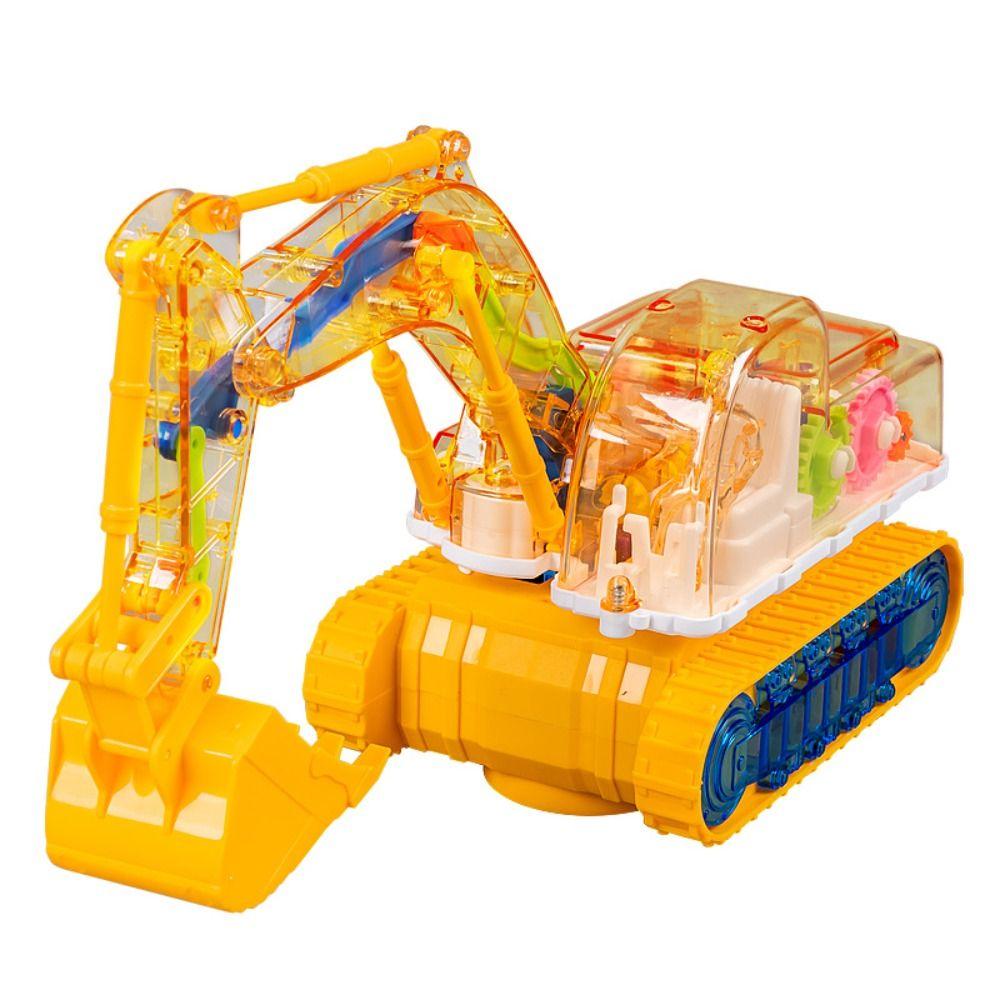 LED Mechanical Gear Excavator Toy Light Music Light Up Excavator Toy  Children Gift