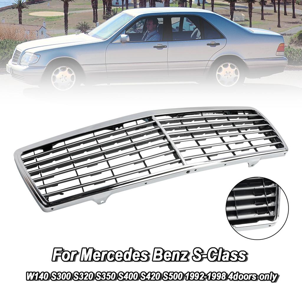 Chrome Front Bumper Grill Grille Fit Mercedes Benz S-Class W140 1992-1998