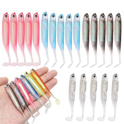 5 Stück Jigkopf Angeln Weichköder Bunt T-Schwanz Angelköder Künstlich Lebensecht Wurmköder Karpfen Barsch Swimbait Wobbler Tackle Köder