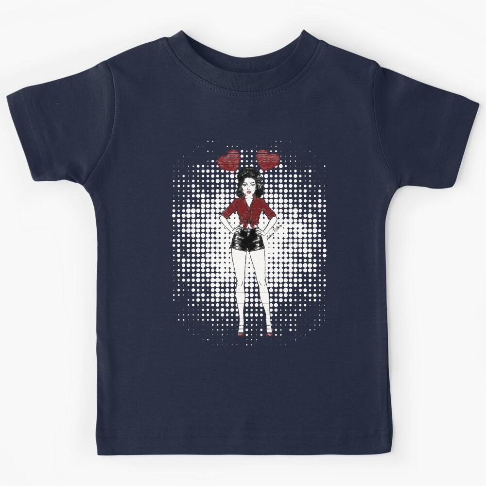 Tribute Pin-Up - Retro Rockabilly Heart with Hearts Kids T-Shirt 130