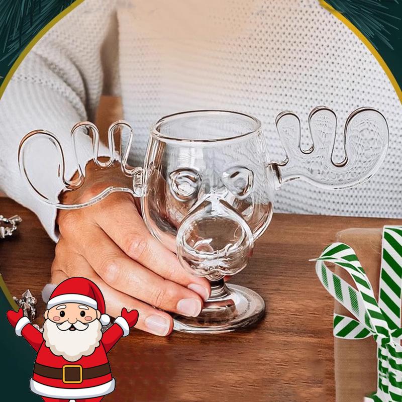 1/2pcs Reindeer Wine Glass Cocktail Juice Cup Clear Beer Mug Water Milk COFFE Whiskey Glasses Drinkware Shot Cups Christmas Gift