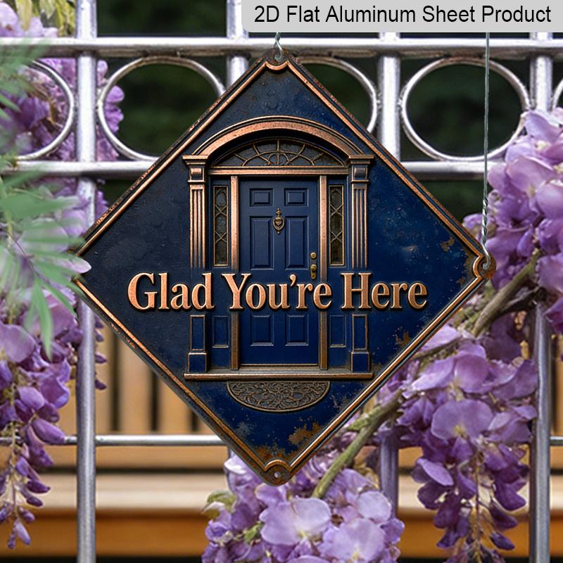 

2D Flat - 1pc, Featuring A Friendly Welcome Theme, Housewarming Gift for A Friend, Vintage Metal Plaque, Suitable for Decorating The Front Door 20*20cm