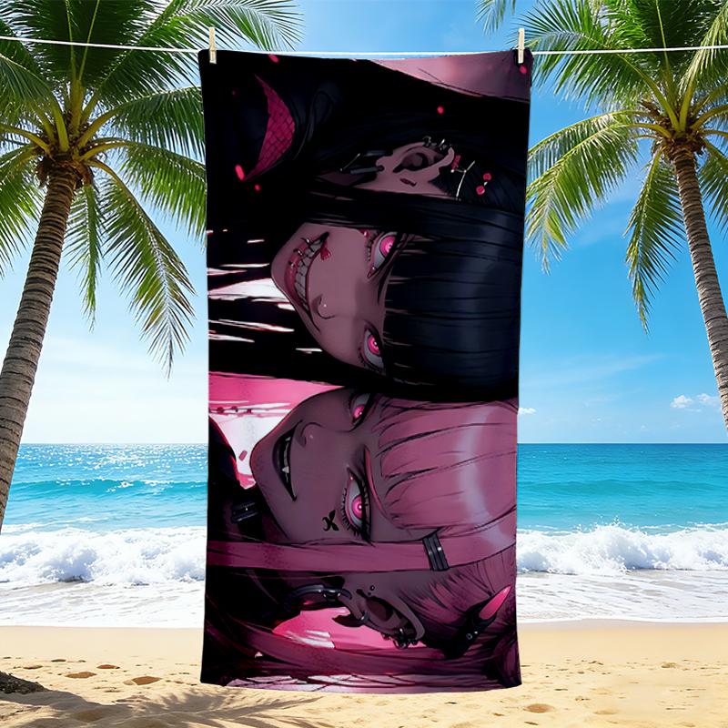 1Pc Dark Fantasy Girl Beach Towel Quick Dry Multiuse For Beach Pool Gym Yoga Home Travel Christmas Halloween Xmas Gift S1147