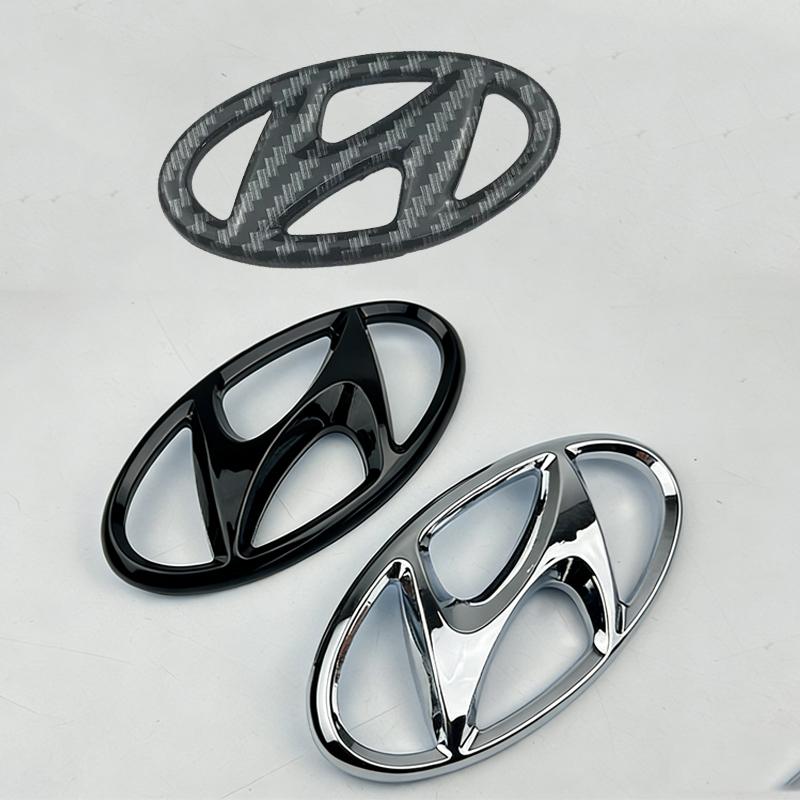 Black Sliver Emblem for Hyundai Tucson Venue I30 I10 I40 I20 Getz Kona Veloster Elantra Trunk Front Hood Badge Logo Car Sticker HH52