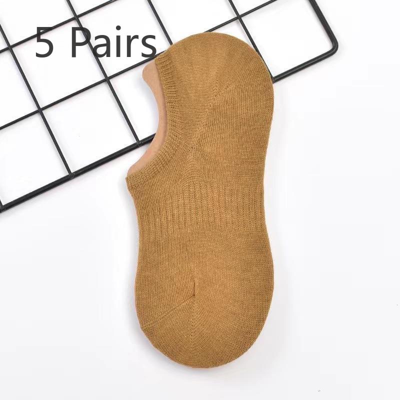 

5 пар женских летних силиконовых нескользящих носков Non Fall с тонкими невидимыми носками для отдыха на лодке 5 Pairs жёлтый