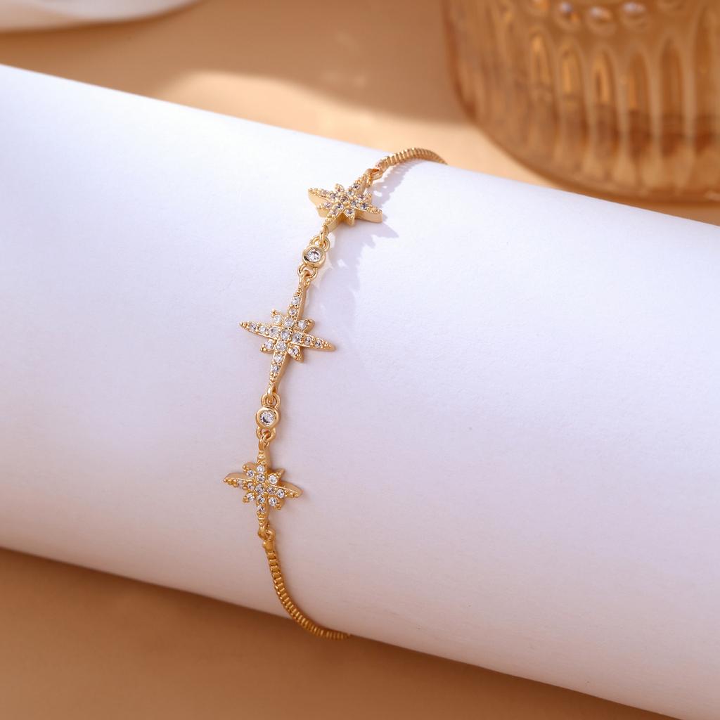 European American Style Eight-Pointed Star Zircon Bracelet for Women Cubic Zirconia Simple Versatile Bracelet Charm Jewelry Gift