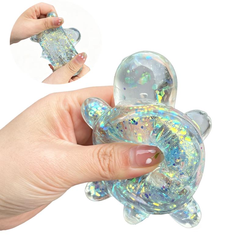 Squishy Turtle Fidget Toy Small Glitter Turtle Squeeze Toy Cute Animal Anti Stress Fidget Splat Decompressions Vent Squeeze Toy