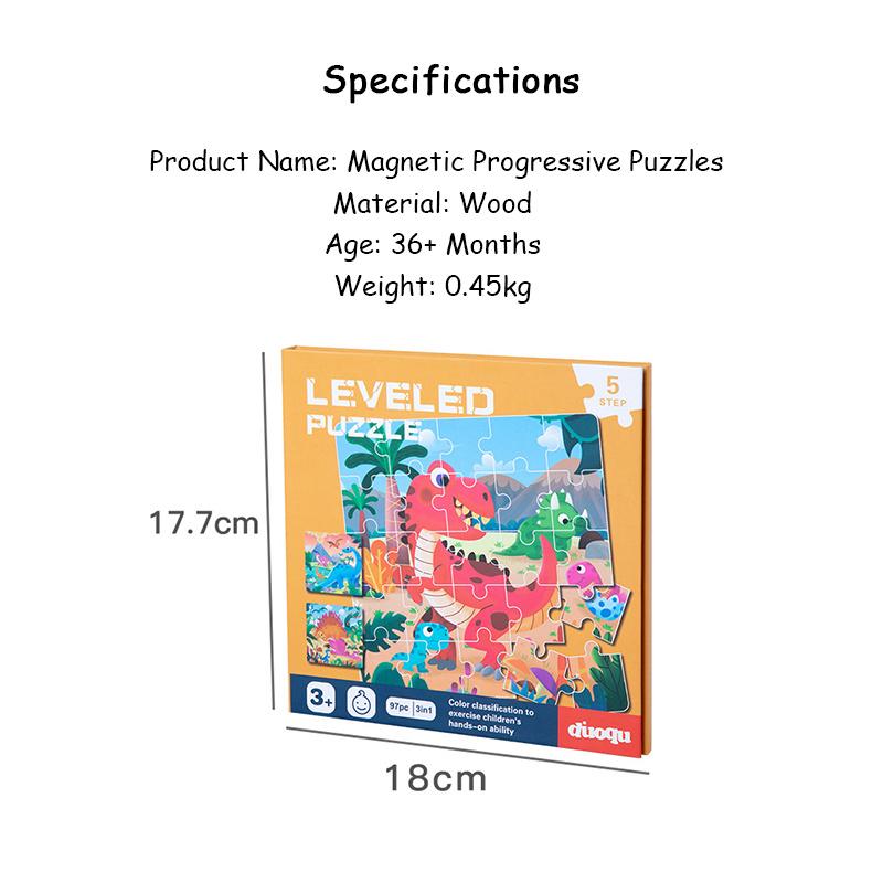 Magnetická zvířátka a vozidla puzzle set pro batolata - Progresivní 5-fázové výukové desky se scénami s velkými dílky