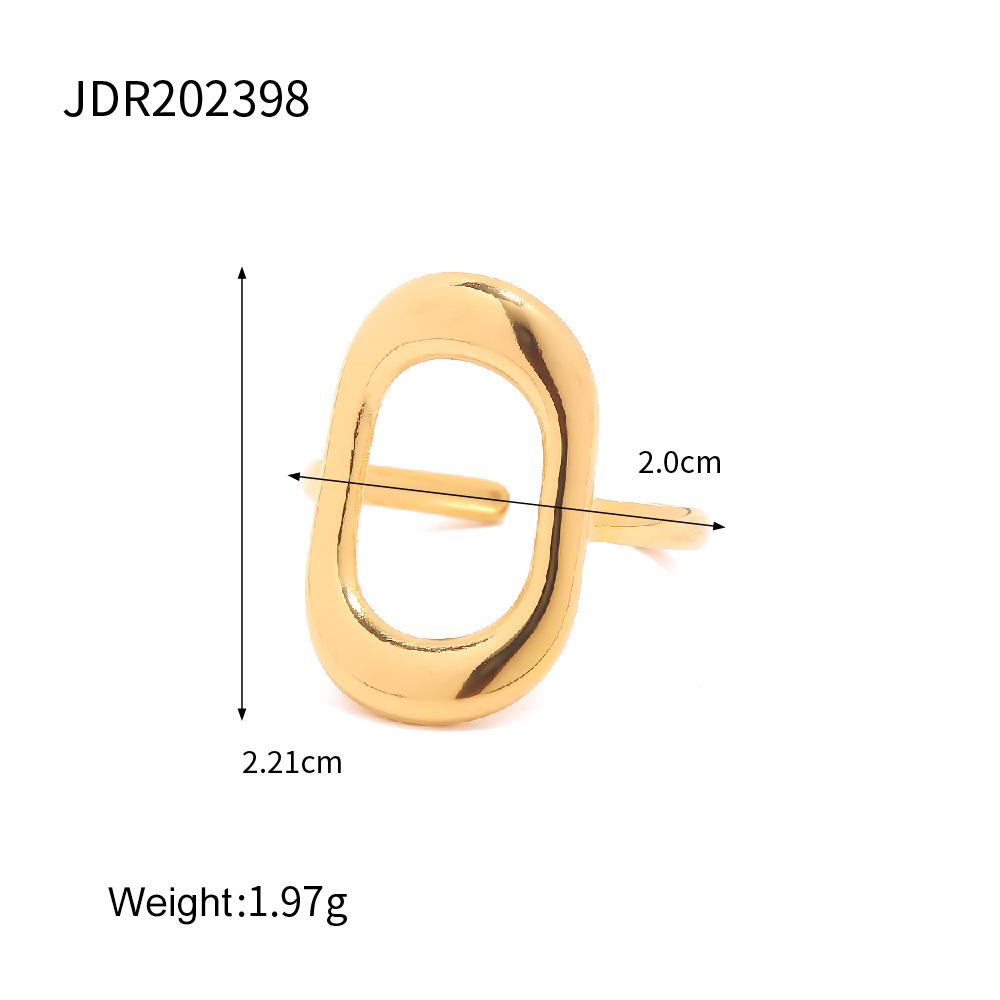 18k Gold Geometric Rectangle Stainless Steel Ring - Trendy & Versatile Fashion Jewelry