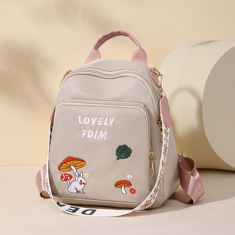 Large Capacity Backpack Women Printed Travel Backpack Embroidered Student Schoolbag