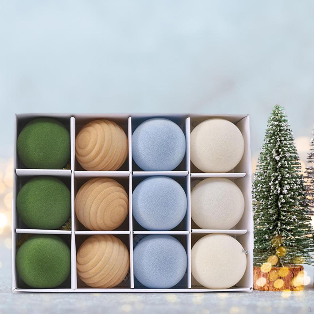 12 Pieces Christmas Ball Ornaments Set Charm Pendants 6cm Decorative Xmas Tree Decor for Wreath