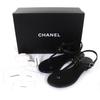 CHANEL Sandals COCO Mark ankle strap thong sandal flats black leather 24C G45428 Used