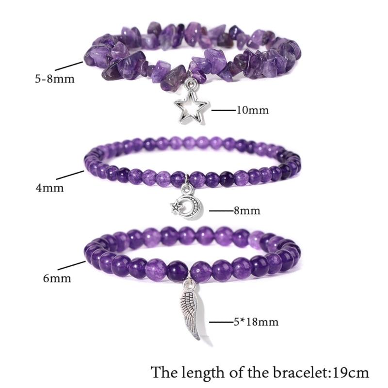 Pack Of 3 Trendy Star And Moon Pendant Bracelets For Women Fashionable Crystal Alloy Writ Chain Jewelry