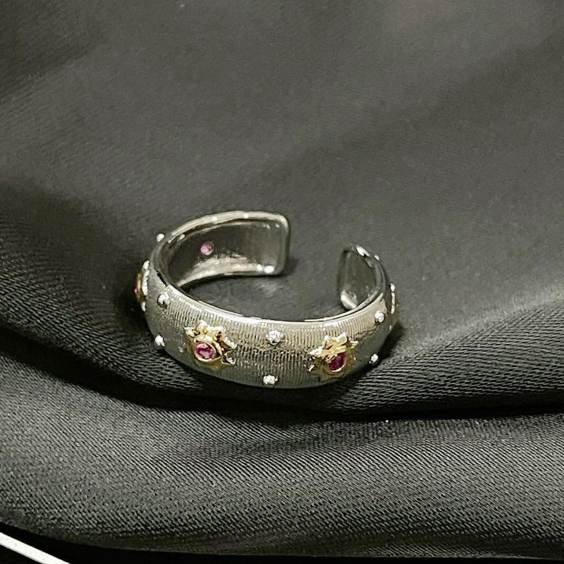 Nischen Design Spitze Gebürstete Webart Graviert Gold Schwarz Gold Galvanisiert Zweifarbig Gold Offener Ring Damen Mittelalter Persönlichkeitsring