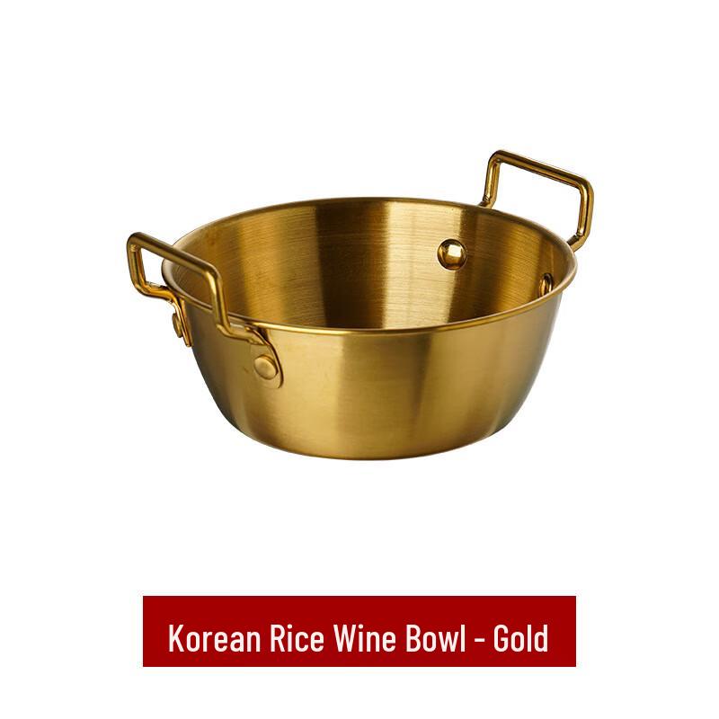 

ZISIZ Golden Stainless Steel Double-Handle Serving Bowl (Set of 2)