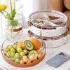 5-Compartment Round Snack Plate With Lid and Handle Rotatable Transparent Fruit Plate Plastic Food Storage Tray Party Serving