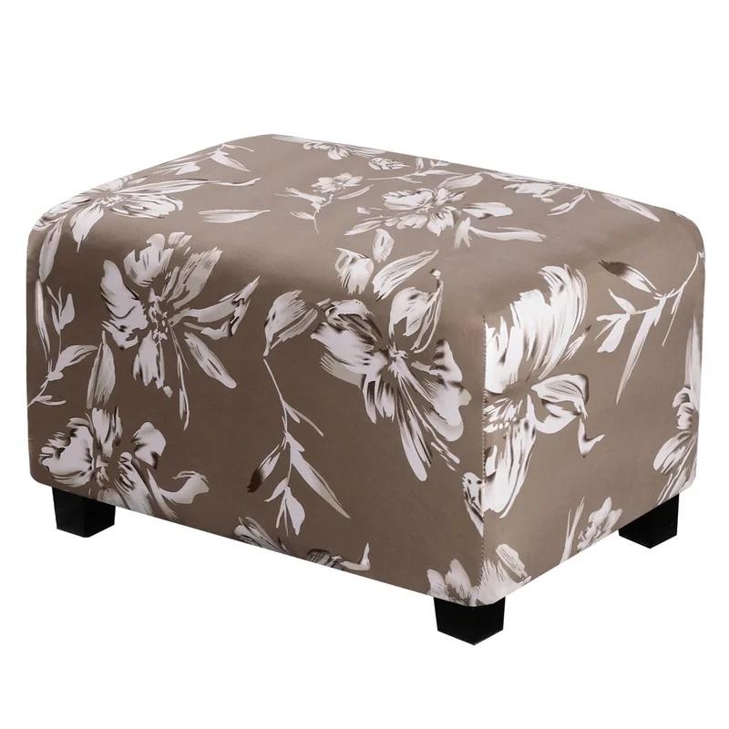 Ottoman Slipcovers Rectangle Super Stretch Footrest Sofa Slipcovers Footstool Protector Covers Feature Soft Thick Bouncy