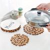 Round Bamboo Heat Coasters Pot Holders Table Decor Non-Slip for Coffee Ten Cups Durable Woode Desk Mats Hot Pans Water Cup Mat