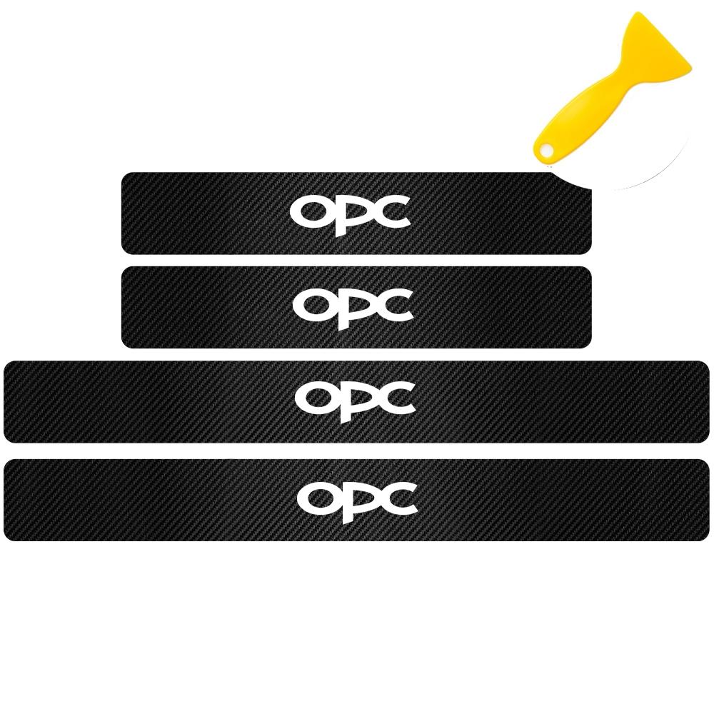 4pcs 3D Car Styling Car Door Carbon Fiber Sill Scuff Plate Decor Sticker For Opel OPC Astra G H J K F Corsa D Zafira B Insignia