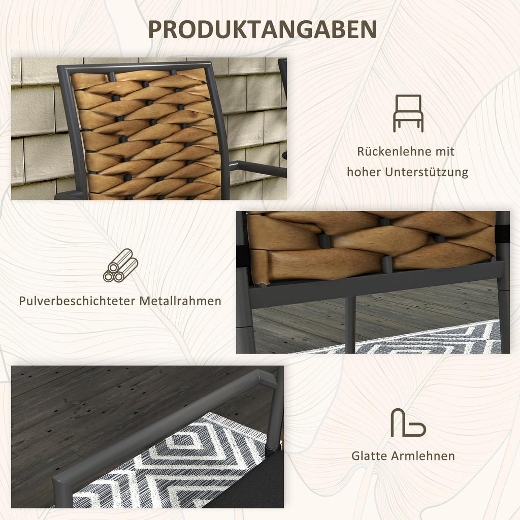 Garden Chairs Outdoor Chairs Patio Chairs, Weather-Resistant, Modern Design, 57 x 58 x 87cm, Brown+Black+Gray