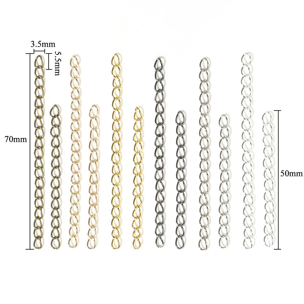 100pcs Extension Chain Necklace 5cm Bulk Bracelet Extended Chains Tail Extender For DIY Jewelry Making Components Wholesale