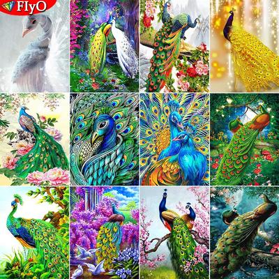 Pictură cu diamant 5D Păun Nou sosiri Broderie cu diamante cu punct de cruce Animal pătrat complet Rotund Burghiu Mozaic Cadou lucrat manual