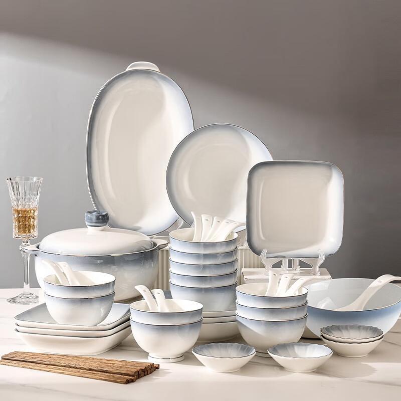 Eternal Blue 50-Piece Ceramic Dinnerware Set