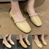 Women Casual Shoes And Winter Comfortable Fashion Low Heeled Leather Shoes Square Toe Shallow Mouth Women Canvas Shoes Casual