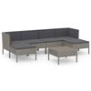 Vidaxl 7-Cz. Garden Lounge Set, Cushions, PE Rattan, Grey